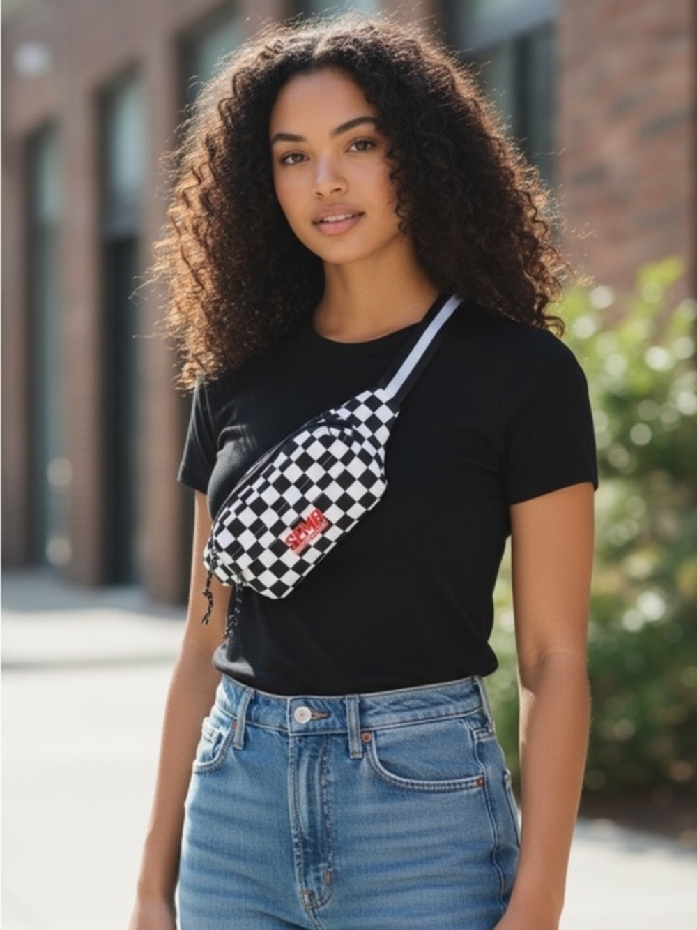 SEMA SHOW Black & White Checkered Fanny Pack